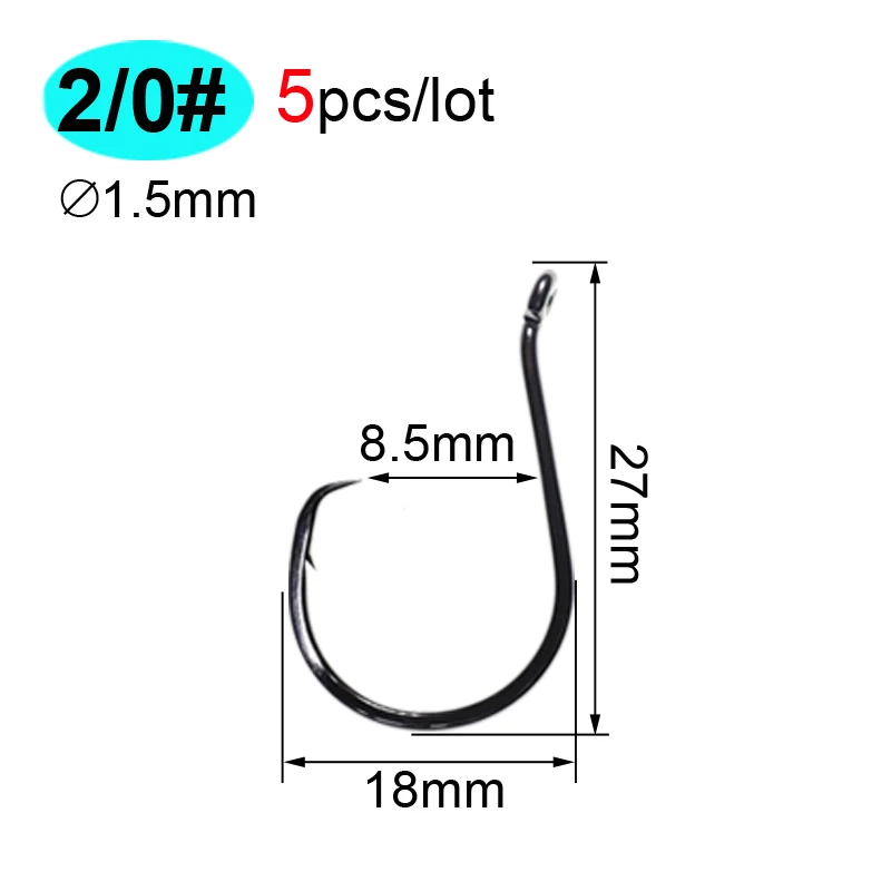 ICERIO 5 шт. рыболовный крючок с заусенцем Осьминог Catfish Snapper круг соленой воды крюк высокоуглеродистой стали Офсетные Крючки 1#~ 9/0# рыболовные снасти - Цвет: 5pcs  2I0