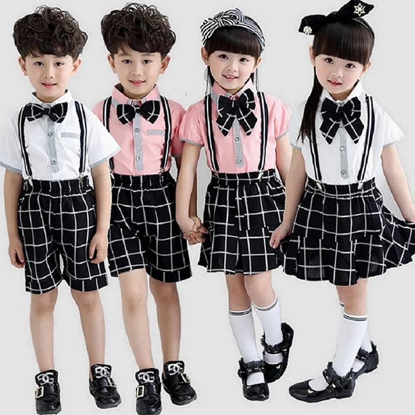 Plaid Children School Uniform Costume Performance Clothing Boy Girl