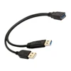 30cm USB 2.0 a Power Enhancer Y 1 Female to 2 Male Data Charge Cable Extension Cord(1pc) 2