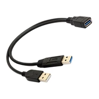 30cm USB 2.0 a Power Enhancer Y 1 Female to 2 Male Data Charge Cable Extension Cord(1pc) 2