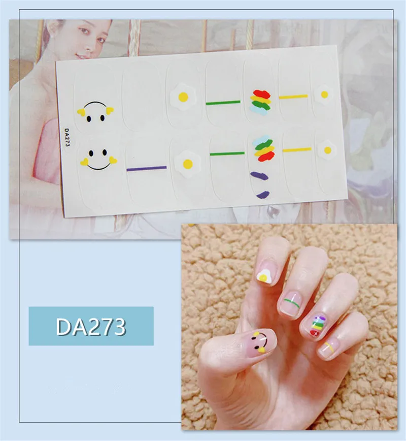 DA273 14 подсказок/набор, стикеры 3D на ногти Nail Art, аксессуары для девочек и женщин, цветная Радужная клейкая наклейка, наклейки, рукоделие Маникюр Красота, ногти - Цвет: DA273
