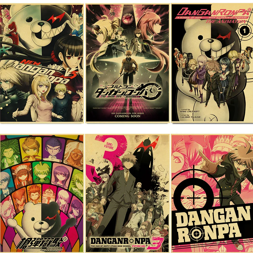 Anime Gmae Poster Danganronpa Retro Posters Art Movie Painting Kraft Paper Prints Home/ Room/Bar Decor Wall Stickers