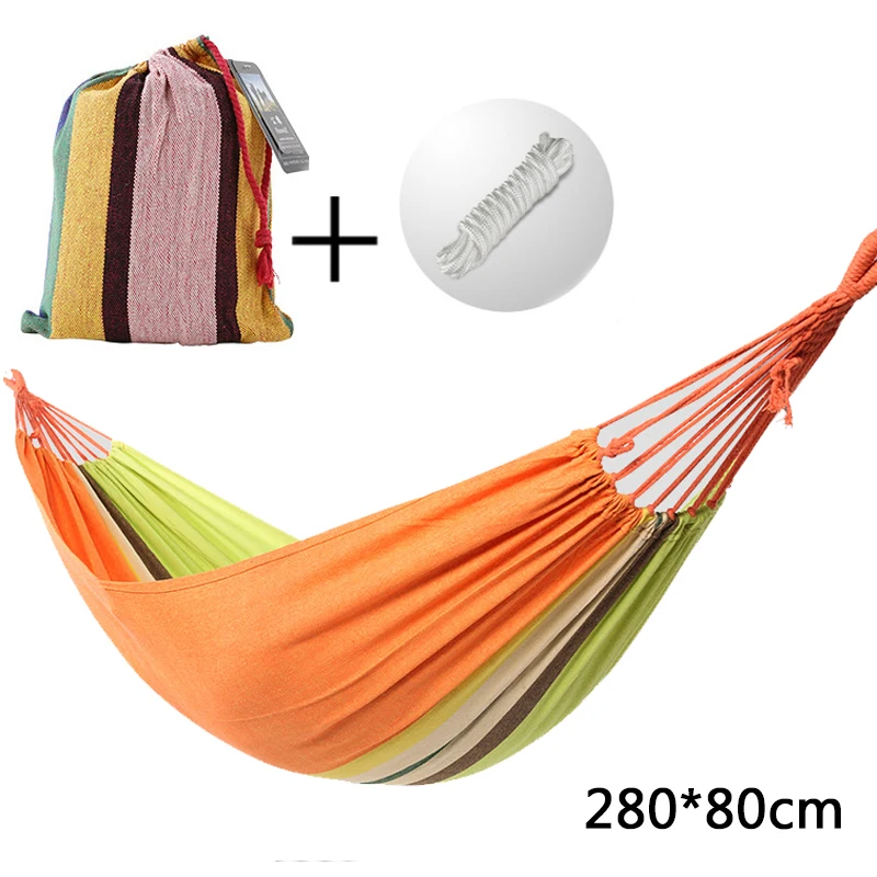 Hammock outdoor single widening swing student indoor bedroom dormitory thick canvas camping anti-rollover hanging chair200X100cm 