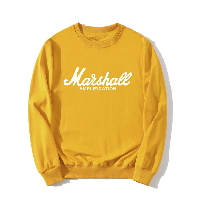 Женские толстовки с капюшоном, новая осенняя Толстовка с принтом MARSHALL Amplication, пуловер с круглым вырезом, женский спортивный костюм размера плюс S-3XL, одежда - Цвет: Yellow-B