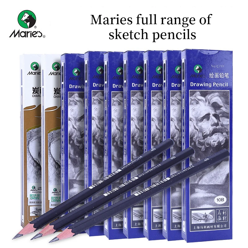 Пенал Marie's Painting Pencil 12 шт./кор. 2H HB B 2B 3B 4B 5B 6B 7B 8B мягкий/средний/Жесткий/специальный