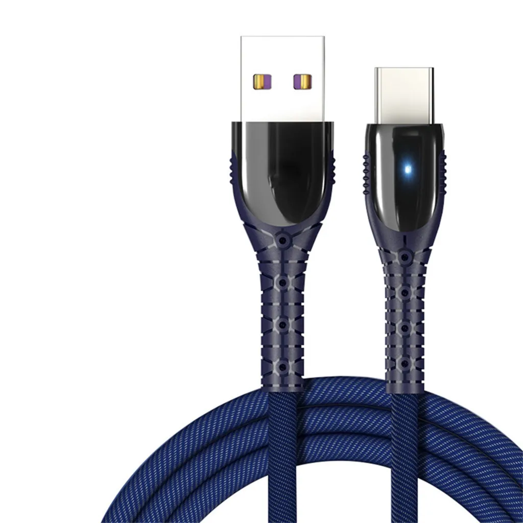 1M type C 5A USB C зарядное устройство для телефона нейлоновый кабель для передачи данных Быстрая зарядка светодиодный кабель для samsung для huawei кабель для передачи данных#1127