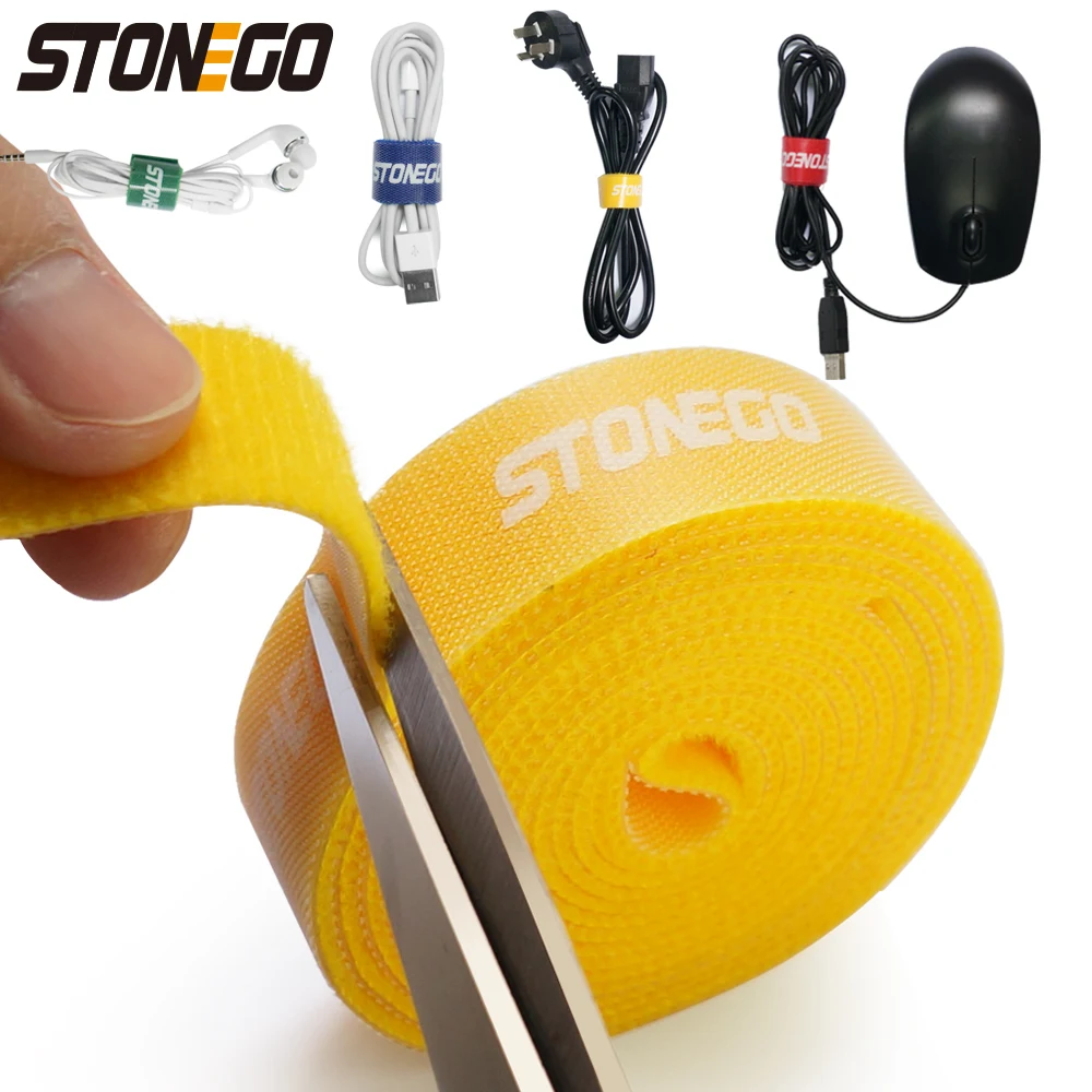STONEGO USB Cable Winder Cable Organizer Ties Mouse Wire Earphone Holder HDMI Cord Free Cut Management Phone Hoop Tape Protector 1
