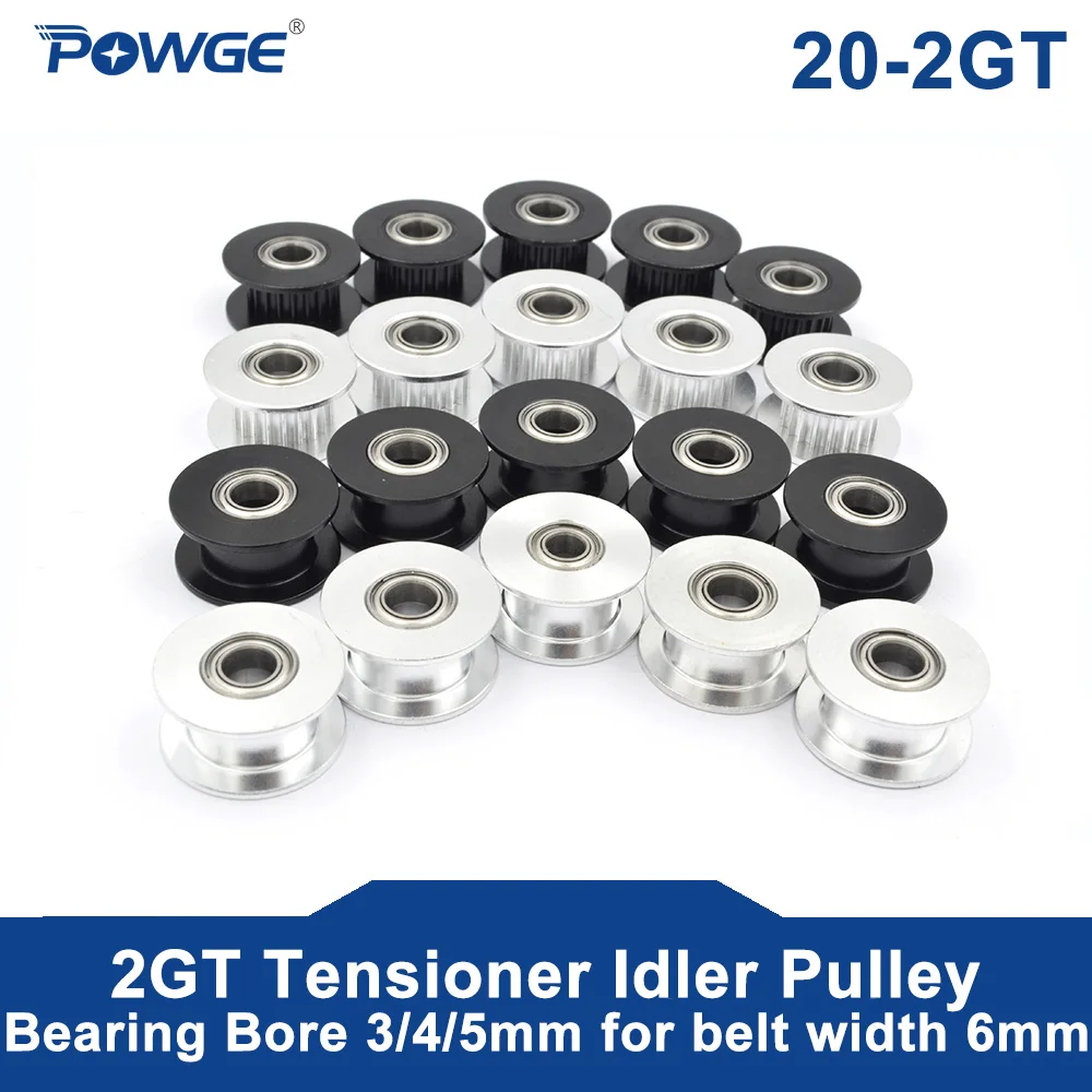 POWGE 5 шт. 20 Зубы 2GT 2 м синхронное колесо Натяжной шкиф с Диаметр 3/4/5 мм подшипником