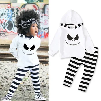 

Baby girls and boys clothes clothing Halloween cap long sleeve jacket + striped trousers 2PCS Fashion kids suit