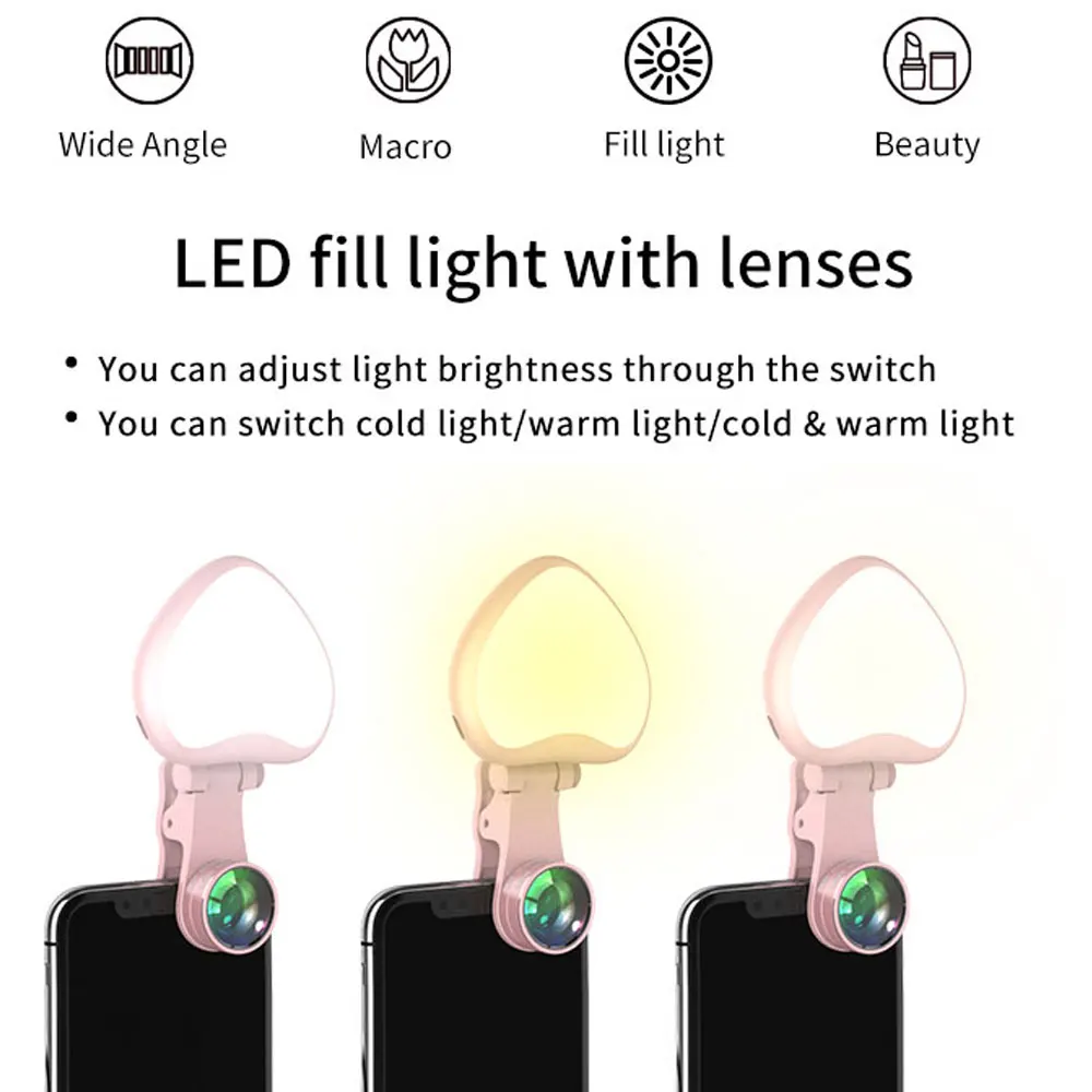 

Makeup Mirror LED Mobile phone Portable Clip Selfie Ring beauty Fill Flash lens Light Lamp For Photo Cell Phone Smartphone