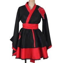 Костюм для косплея Наруто, маскарадные костюмы Наруто Акацуки, кимоно в стиле Лолиты, Платье Аниме для косплея, униформа на Хэллоуин, топ+ юбка+ пояс