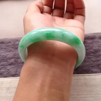 

Gift Certificate Natural Myanmar Jade A-Class 54-62mm Light Green Bracelet Exquisite Princess Jade Bracelet Best Gift