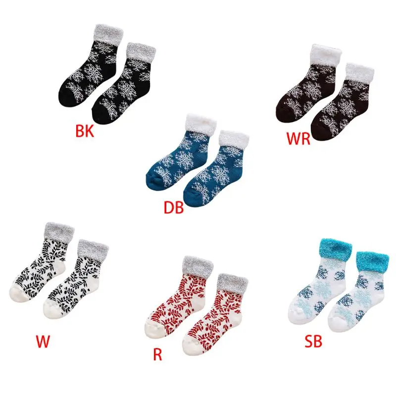 Рождественские теплые плотные женские носки; сезон осень-зима; домашние нескользящие носки-тапочки; Новинка