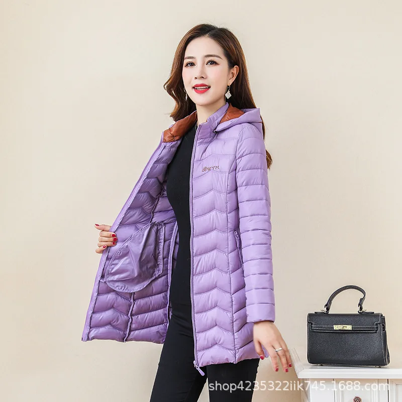 purple Новые зимние пальто пуховая хлопковая одежда модное пальто приталенная повседневная куртка размера плюс куртка с капюшоном парка Женское пальто - Цвет: purple