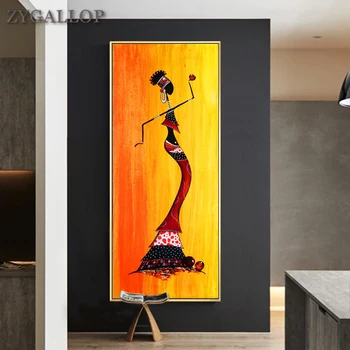 

African Woman Abstract Oil Painting On Canvas Posters and Prints Scandinavian Canvas Wall Art Picture for Living Room Decoration