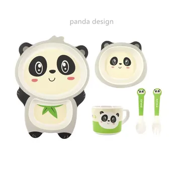 

5pcs/set Baby Dish Training Tableware Children Cute Cartoon Feeding Food Dishes Kids Dinnerware with Bowl Cup Spoon Fork Plate