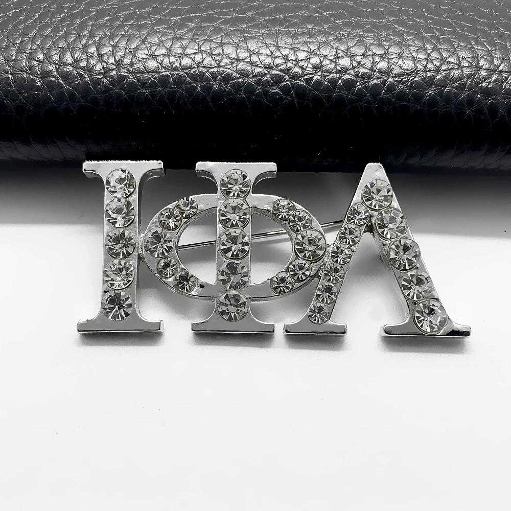 Изысканные Стразы инкрустированные греческими буквами iota phi lambda металлическая