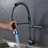 SHBSHAIMY Black Chrome Kitchen Faucet LED Light Pull Down Spring Sink Faucets Dual Swivel Spout Kitchen Torneira Hot Mixer Tap ► Photo 3/6