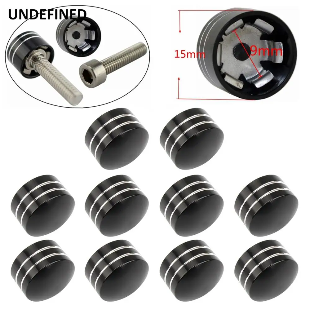 

3/8" 9mm Inner Hole 11.5mm 12.5mm Bolt Socket Head Screw Cover Caps Nuts CNC Black for Harley Schrauben Abdeckungen
