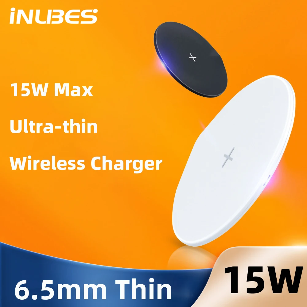

Thin 15W Qi Wireless Charger For iPhone 12 11 Pro XS Max XR Ultra Slim Induction Fast Wireless Charging Pad For Xiaomi Samsung