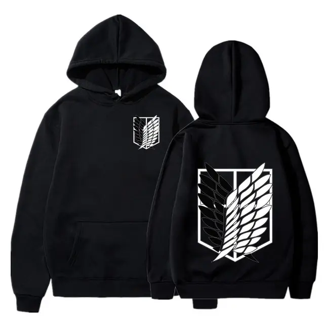 Anime Hoodie Attack on Titan Hoodied Long Sleeve Streetwear Harajuku Sweatshirt Men/Women Unisex Sport Hoody Oversized Tops Black3