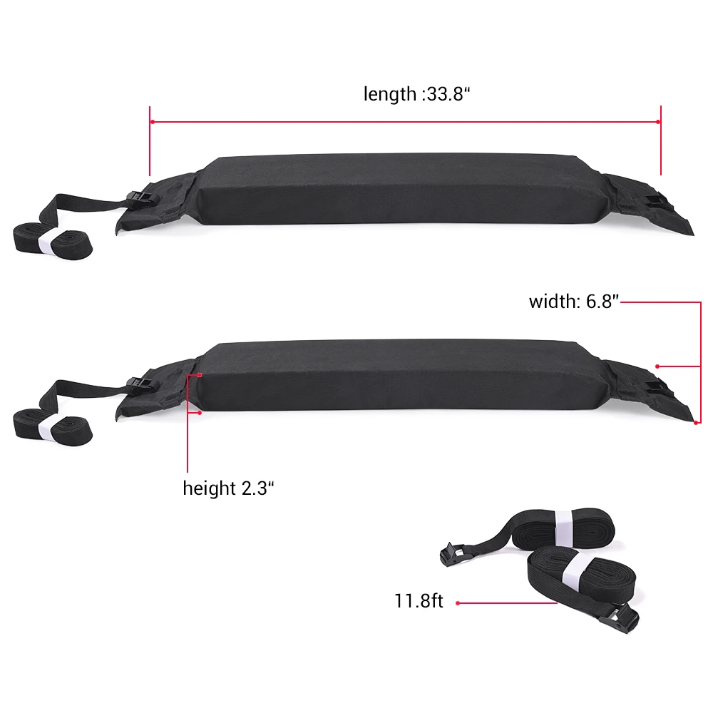 MICTUNING 2pcs Universal Roof Rack Pads for Canoe Kayak Paddleboard Surfboard Snowboard Roof Lightweight Soft Roof Top Rack Pads