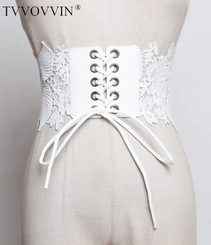 

China Pu Leather Split Joint Lace Bandage Black Wide Belt Personality Women New Fashion Tide All-match Spring 2020 1R984
