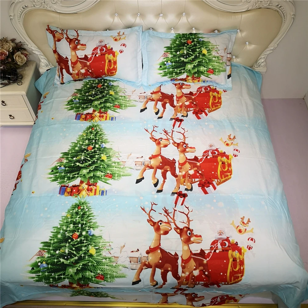 

Santa Clause Gifts Elk Kids Bedcloth CN Twin Comforter Quilt Cover Bed Linen Set Christmas Decoration Bedding Duvet Cover Set