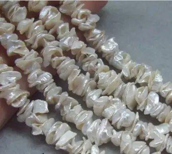 

Free Shipping 1Strands 9-12mm White Freshwater Keshi Pearl Disk Loose Beads Strand 15"