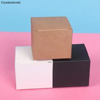 

10pcs 17 sizes Brown/White/Black Blank Kraft Paper Box for Cosmetic Packing Valves Tubes Craft Candle Gift Packaging Boxes