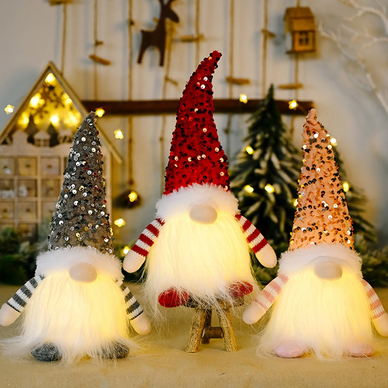Gnome Dwarf Santa Doll Plush Toy Hanging Pendant Christmas Tree Home Decor Newly 