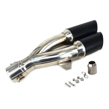 

Slip On Exhaust 1.5-2 Inlet Motorcycle Dual Outlet Exhaust Muffler for Dirt Bike Street Bike Scooter ATV Racing
