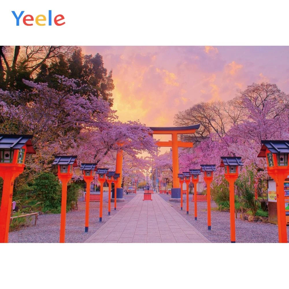 Yeele 赤ドア桜風景トリイ 神社ポートレート撮影背景写真の背景の写真 Background Aliexpress