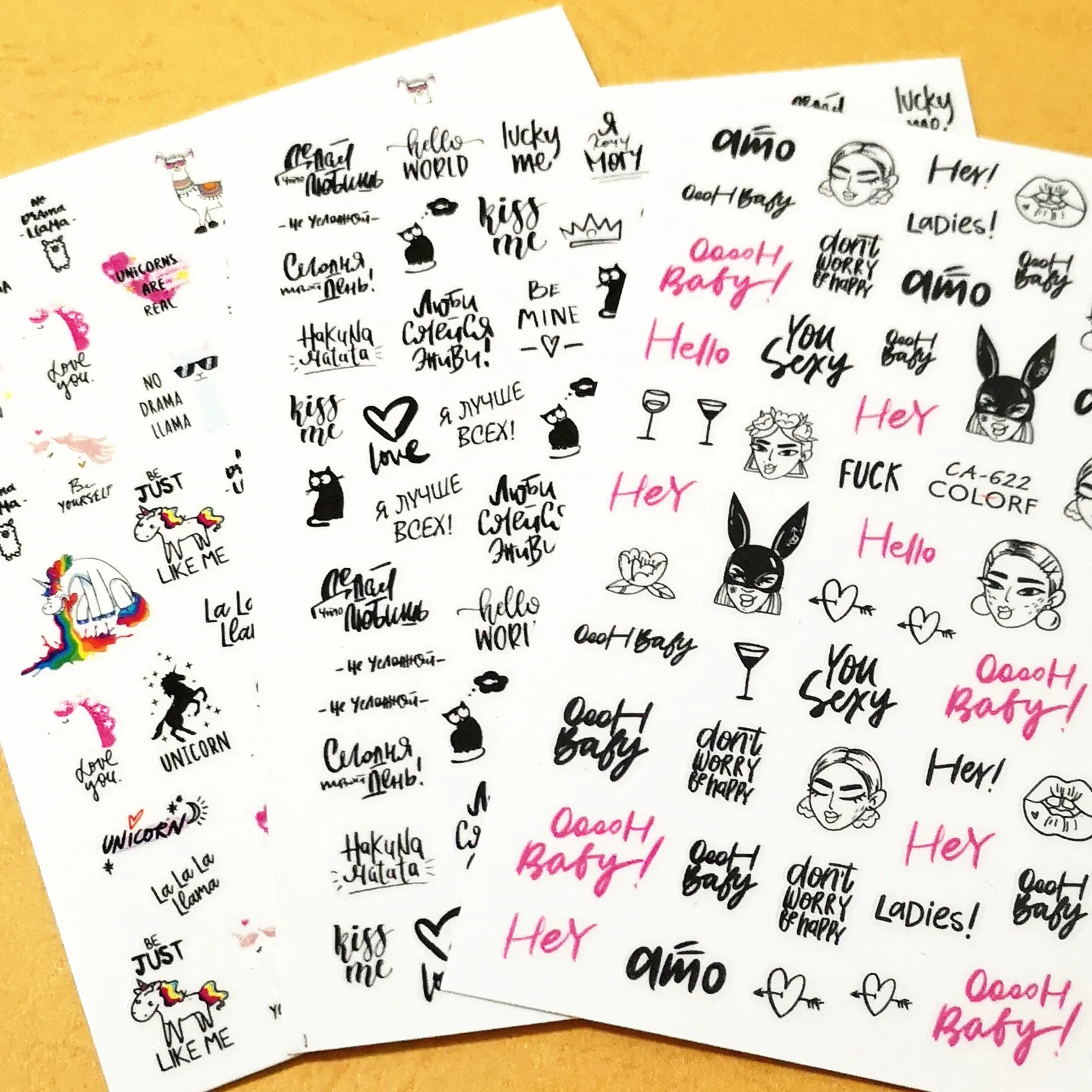 

Newest CA622 fashion lady lettering design nail art sticker decal stamping back gule DIY decoration for nail art