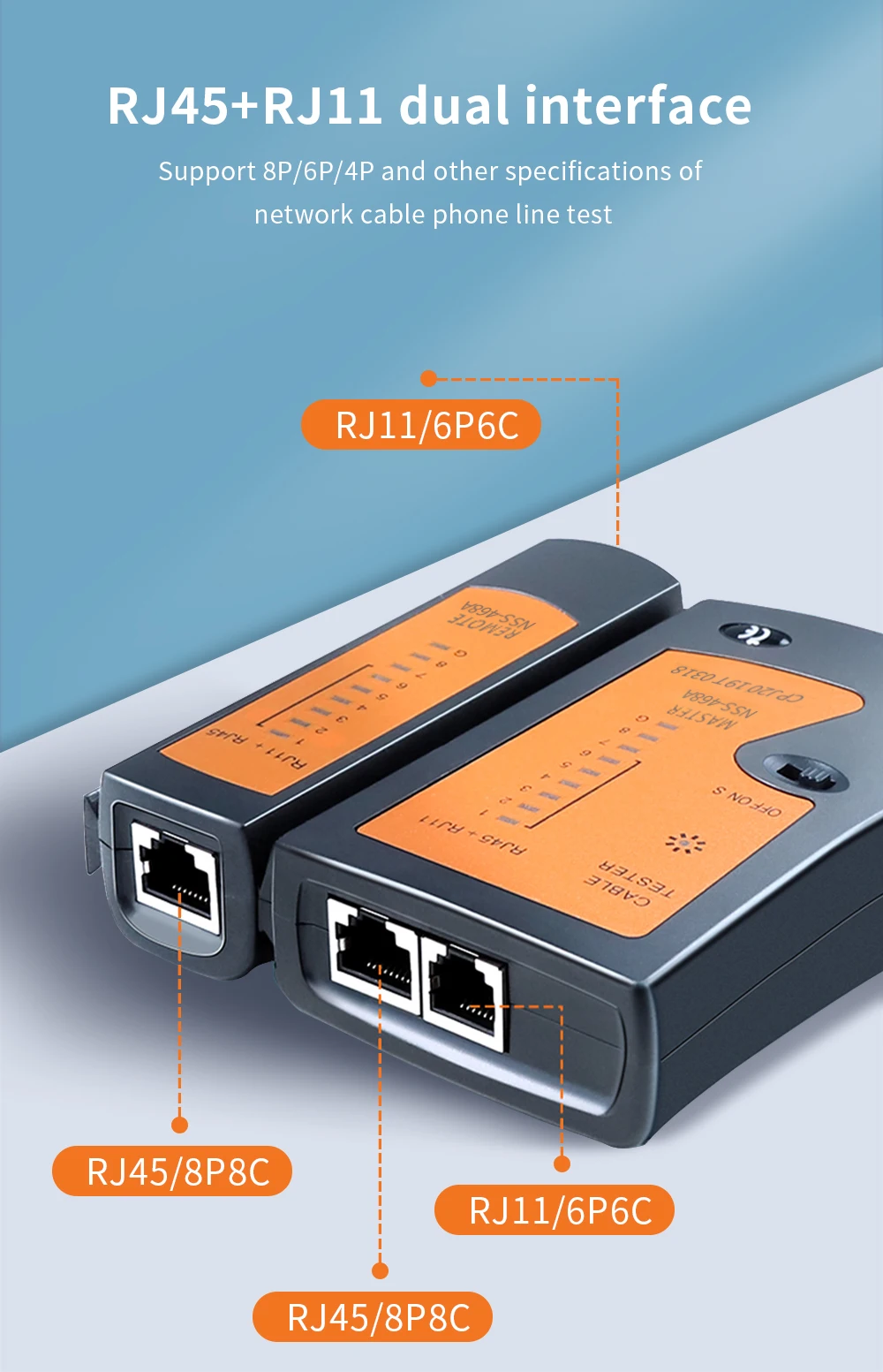 TISHRIC NSS-468A LAN Network Cable Tester Tester Cable Tester RJ45 RJ11 Crimper Pliers Portable Lan Cable Tester Network Tester