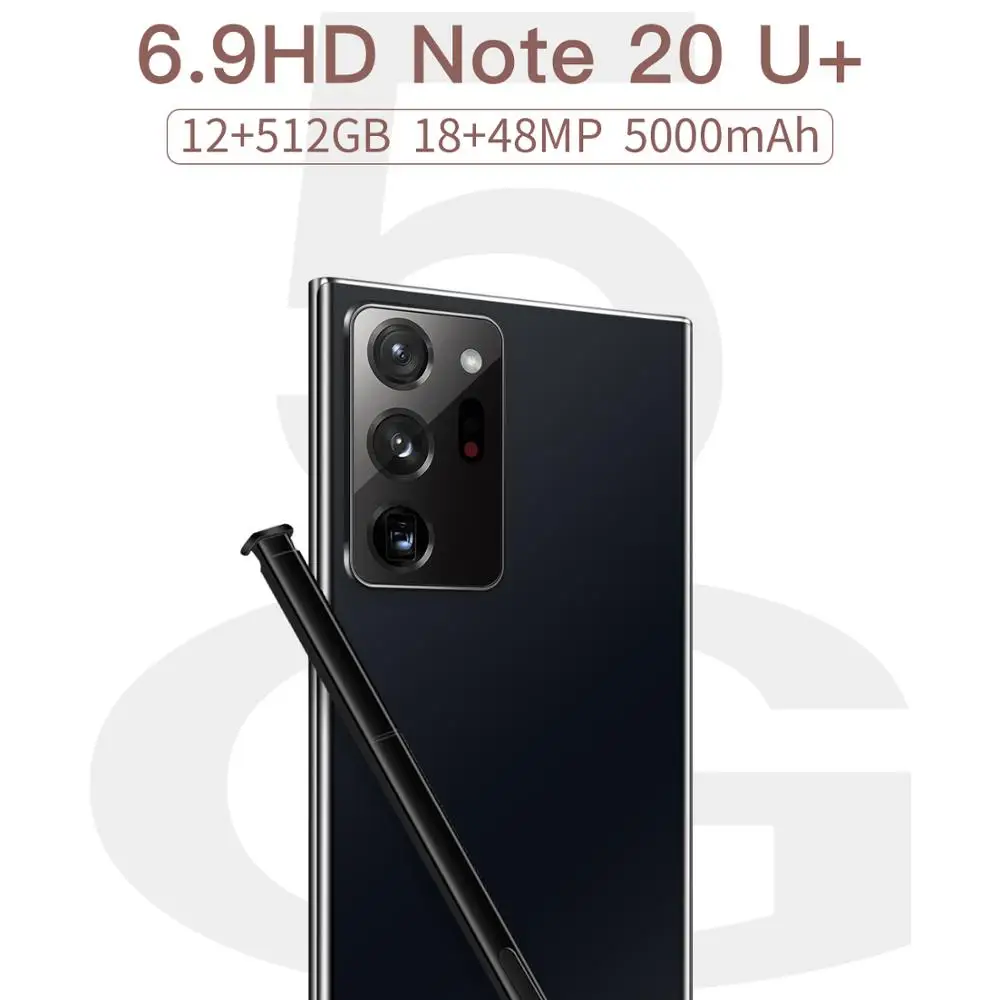 Смартфон NOTE20U + мобильный телефон экран 6 9 дюйма 10 ядер 512 Гб поддержка двух Sim-карт