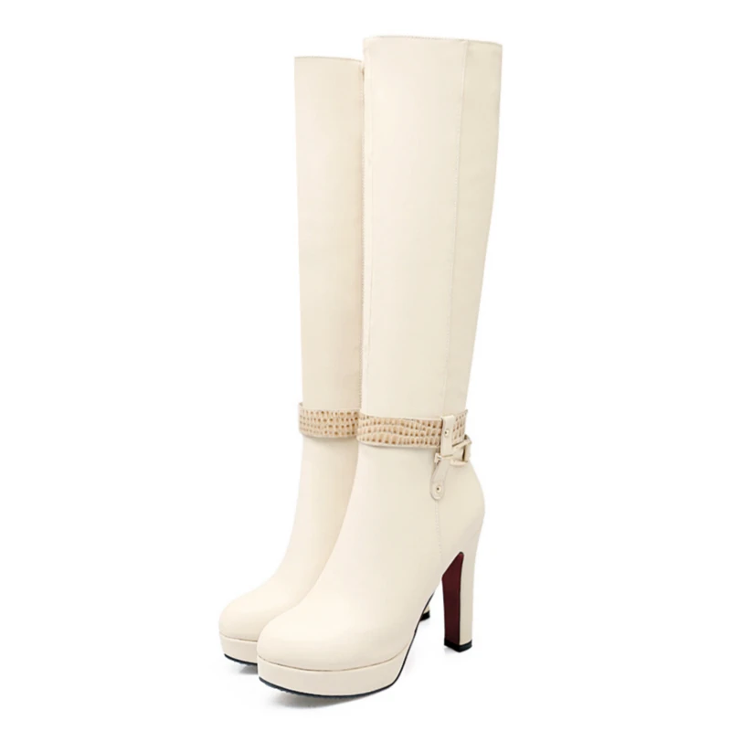 Women's High Boots Winter Platform Heeled High Knee Boot Female Fashion Buckle Zipper Long Tall Shoes Ladies Women Knee Boots