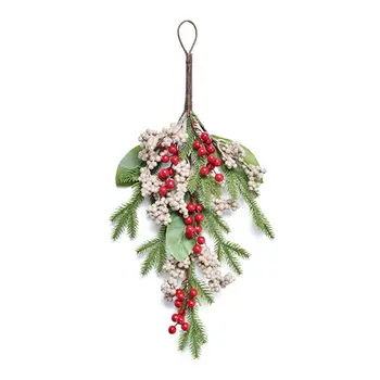 

Upside Down Christmas Tree Door Wall Hanging Ornament Artificial Red Berries Decoration