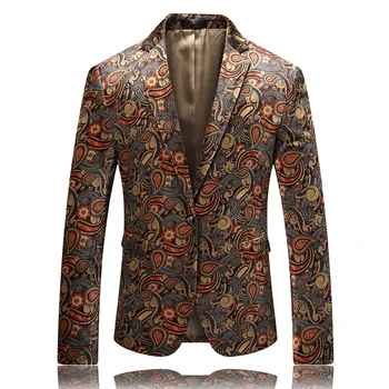 

Stylish Smoking Party Prom Wedding Men 4xl Baroque Hombre Estampado Mens Fancy Slim Fit Blazer Masculino