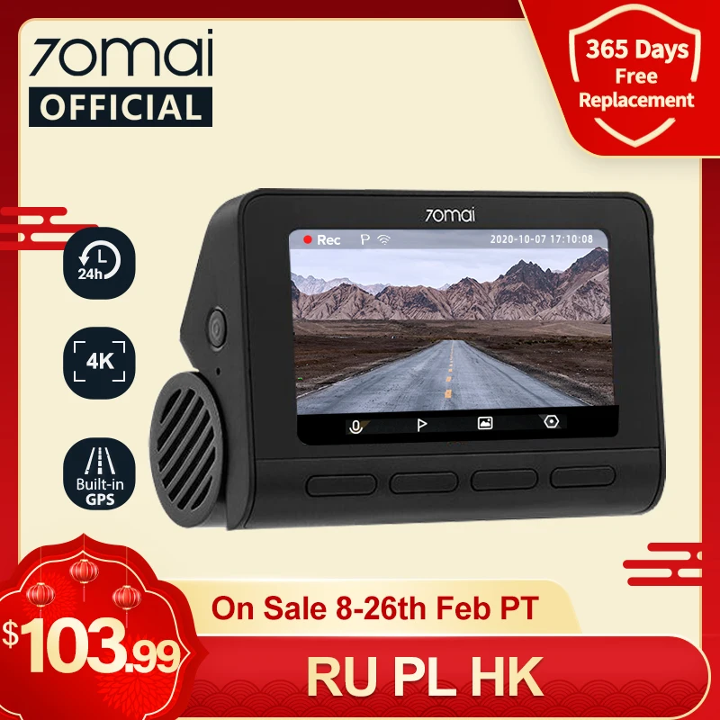 In-Stock 70mai Dash Cam 4K A800S Built-in GPS ADAS 70mai A800S 4K Camera UHD Car DVR 24H Parking Monitior SONY IMX415 140FOV