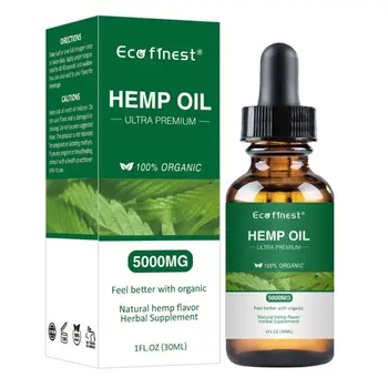 

Hemp Oil 5000mg for Pain Anxiety Stress Joint Relief Mood Sleep Support Pure Herbal Supplement Help with Skin Hair 2Pcs