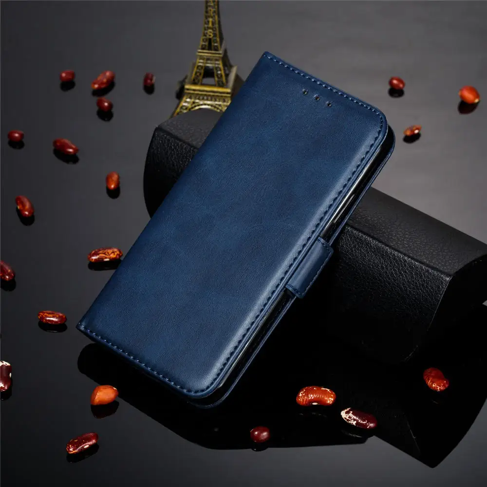 Тонкий из искусственной кожи чехол-бумажник чехол для телефона на Xiaomi mi 9 SE mi 8 lite чехол mi 9T Pro подставка Бизнес Книга чехол с карманом для карт - Цвет: Темно-синий