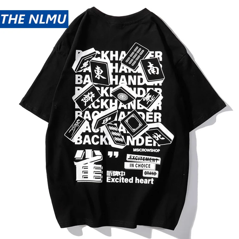 

2020 New Fashion Mahjong Print T-shirts Men Hip Hop Harajuku Tshirt Short Sleeve Cotton Streetwear Casual Tops Tees Male HT004
