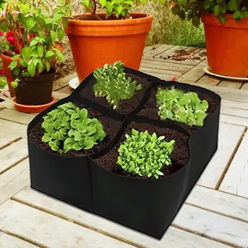 

4-Hole Garden Plant Bed Rectangular grow bag Durable non-woven fabric Planting Potted Plant bag Garden supplies tool