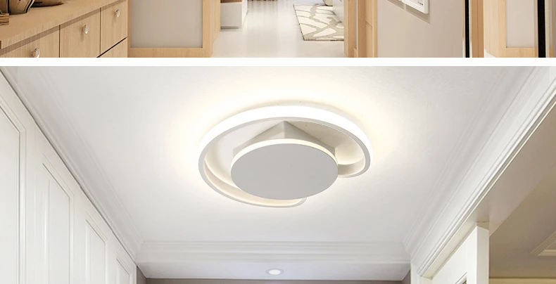 Современный светодиодный потолочный светильник с круглой черно-белой рамой, AC85~ 265 В, для спальни, кухни, лампы для учебы, фойе, светильник с регулируемой яркостью