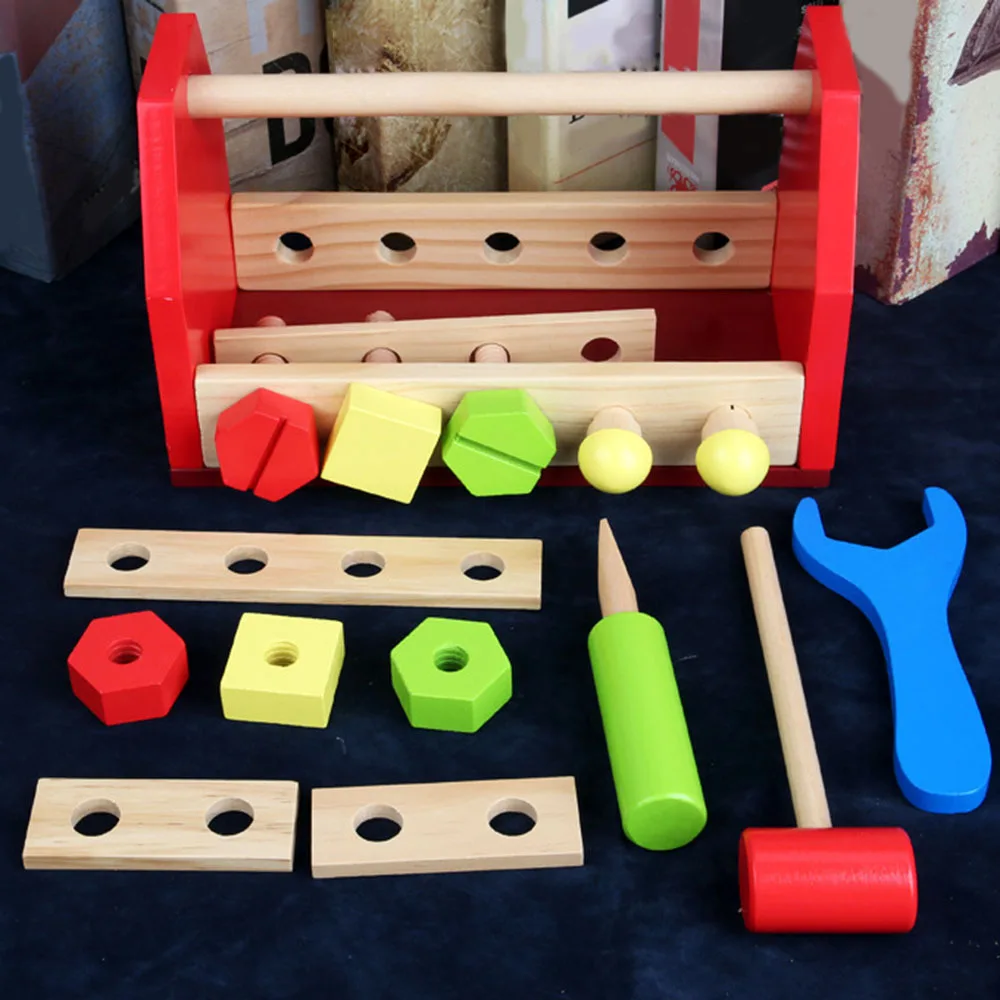  Baby Wooden Tool Toys KidsLearning Educational Knock On The Ball Screw Assembly Game Tool Disassemb