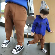 Штаны для мальчиков в Корейском стиле весенне-осенние детские повседневные штаны с большими карманами Тонкие штаны-шаровары детские однотонные длинные штаны, модная одежда