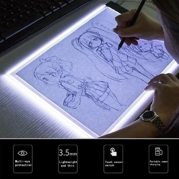 

A4 Graphic Digital Tablets Drawing Board Copy Station Sketch Drawing Board Pad lE Three-Level Dimming USB Charging Portable