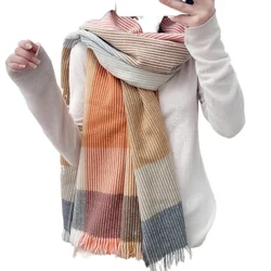 Ladies Scarf Japanese and Korean Scarf Shawl New Autumn Cashmere Color Matching Plaid Scarf Fashion Shawl
