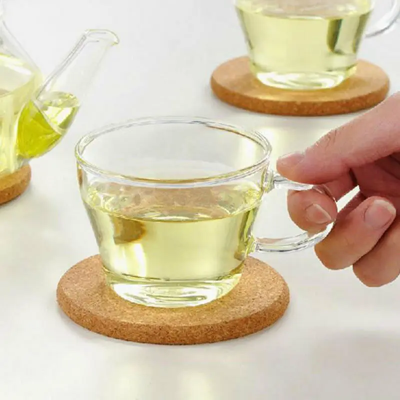 

Hot 6pcs Cork Wood Drink Coaster Tea Coffee Cup Mat Pads Table Decor Tableware